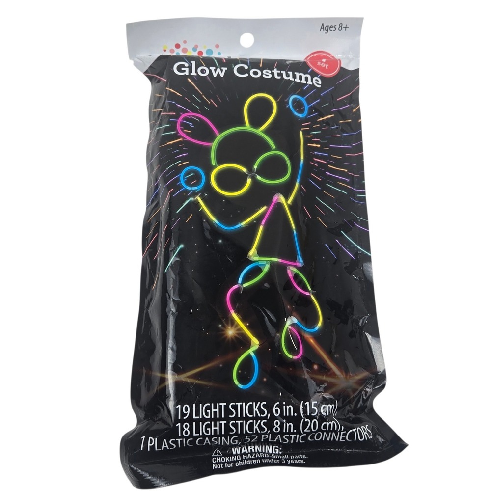 Way to Celebrate Glow Costume Stick Figure Neon Light Up Kit Multi Color OSFM